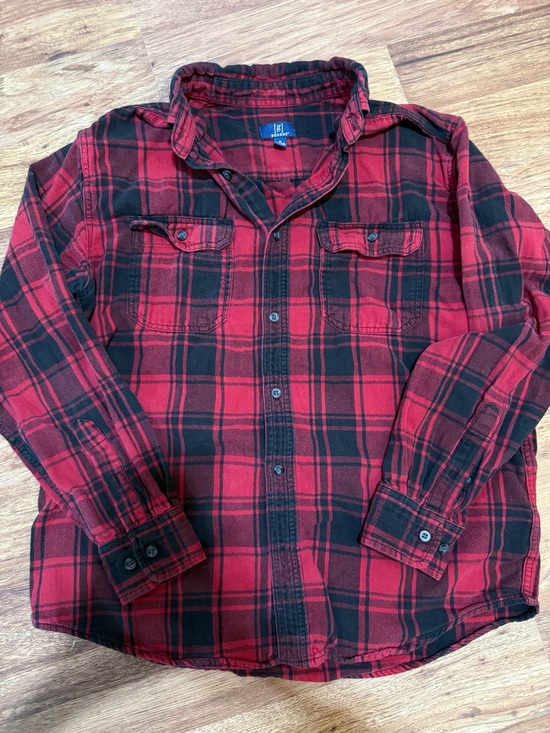 George Other - George Red and Black Plaid Button-Down Shirt